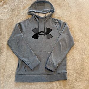 Under Armour Men's Heather Gray Pullover Hoodie with Black Logo